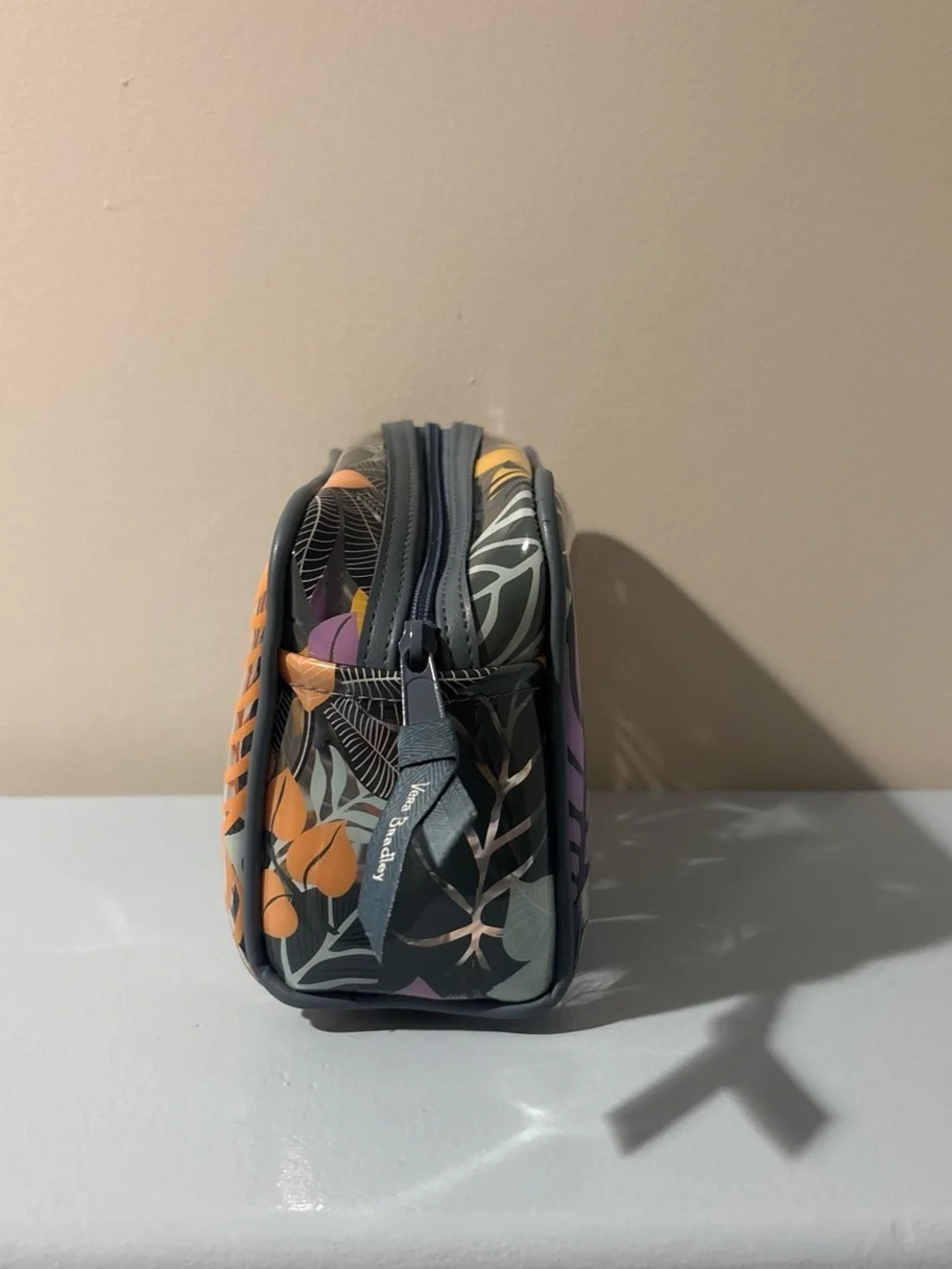 Vera Bradley Tropical Leaf Print Cosmetic Case in Yellow, Purple, Teal, Black